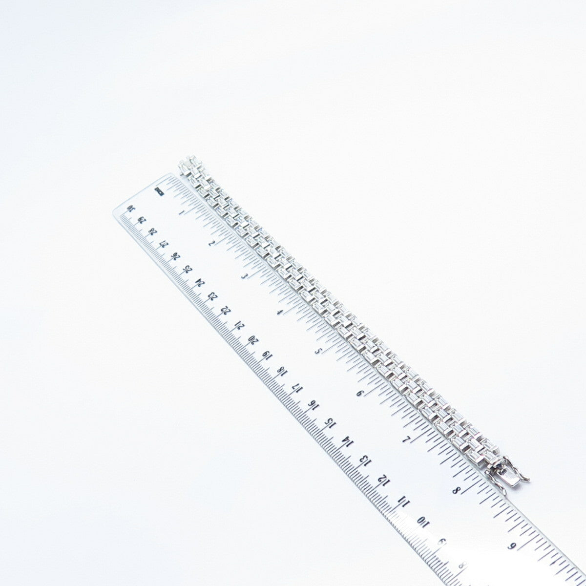 925 Sterling Silver C Z Panel Link Bracelet 7.75"