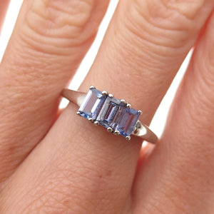 Chuck Clemency 925 Sterling Silver Real Emerald-Cut Tanzanite Ring Size 7.25