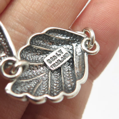 925 Sterling Silver Vintage Leaf Link Bracelet 8.25"