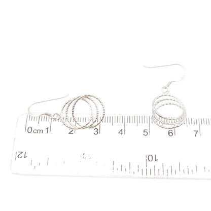 925 Sterling Silver Interlocked Circle Dangle Earrings