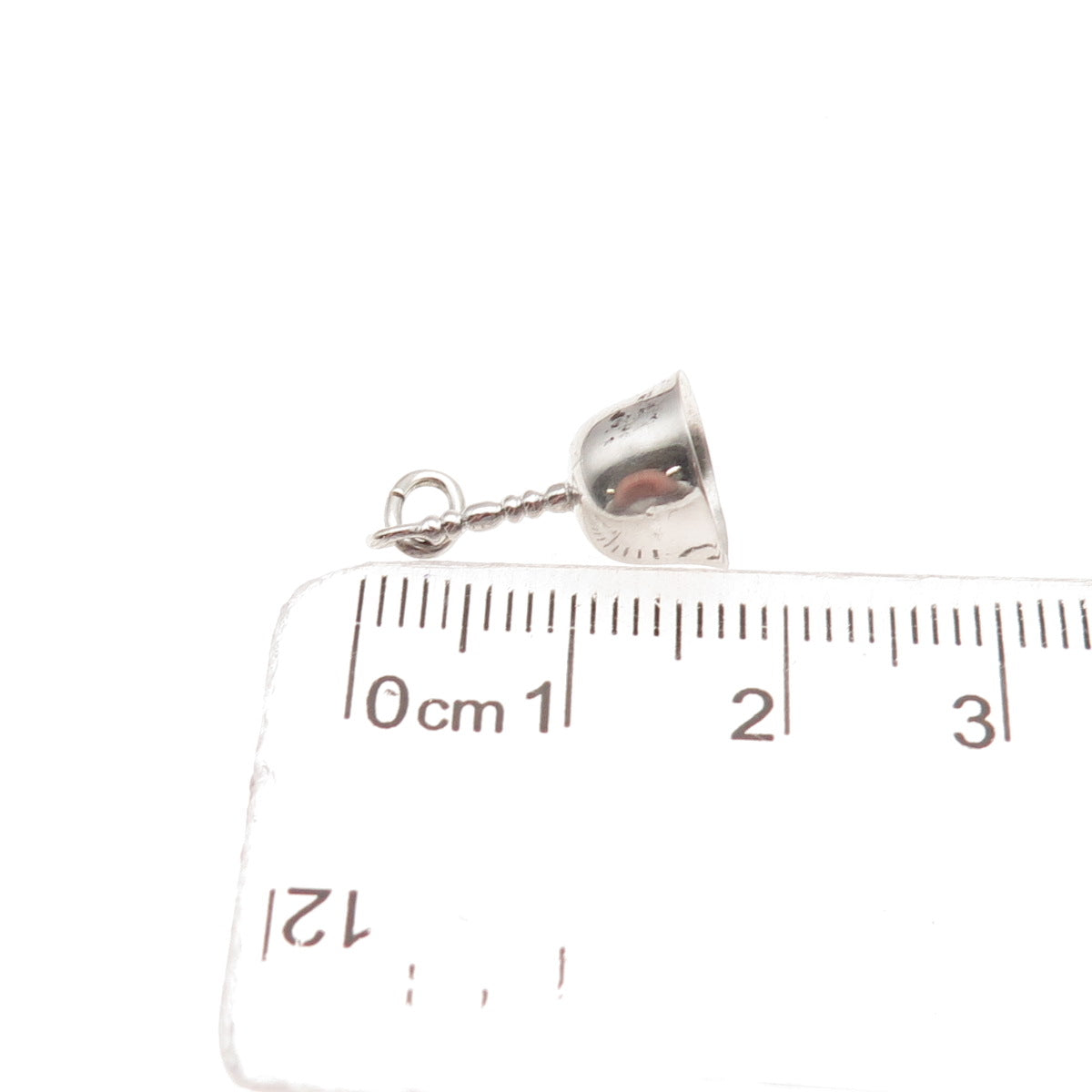 925 Sterling Silver Antique Art Deco Bell 3D Mini Charm Pendant