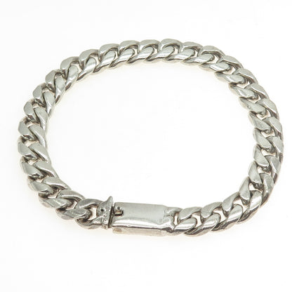 925 Sterling Silver Vintage Mexico Solid 50.8g Cuban Link Bracelet 8"