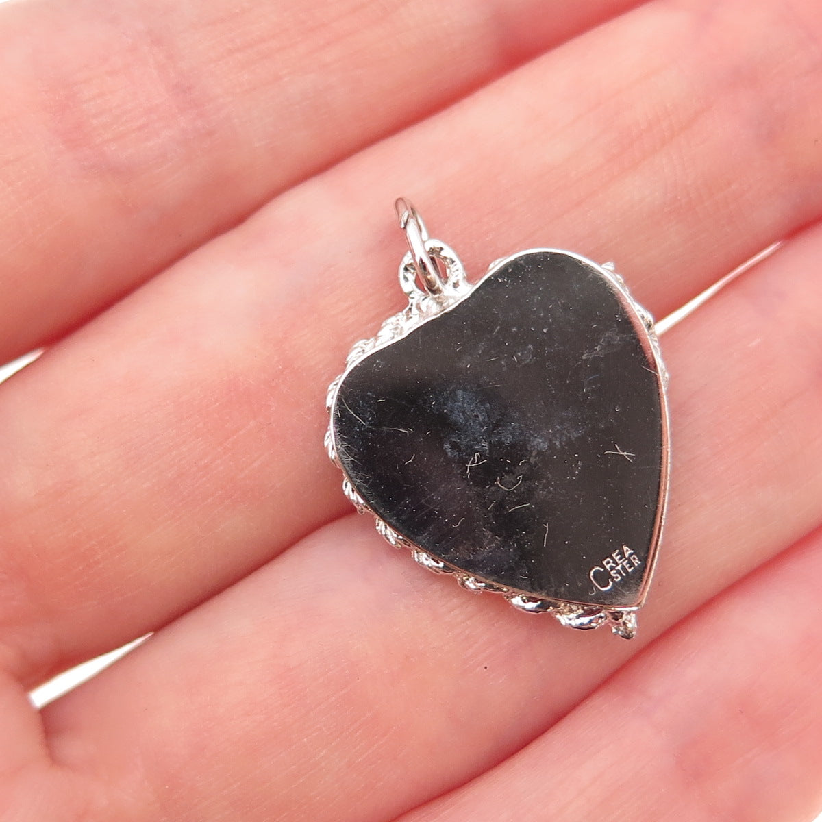 Crea 925 Sterling Silver Vintage Virgin Islands Heart Charm Pendant