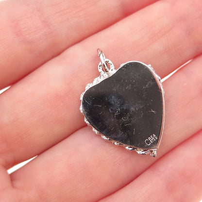 Crea 925 Sterling Silver Vintage Virgin Islands Heart Charm Pendant