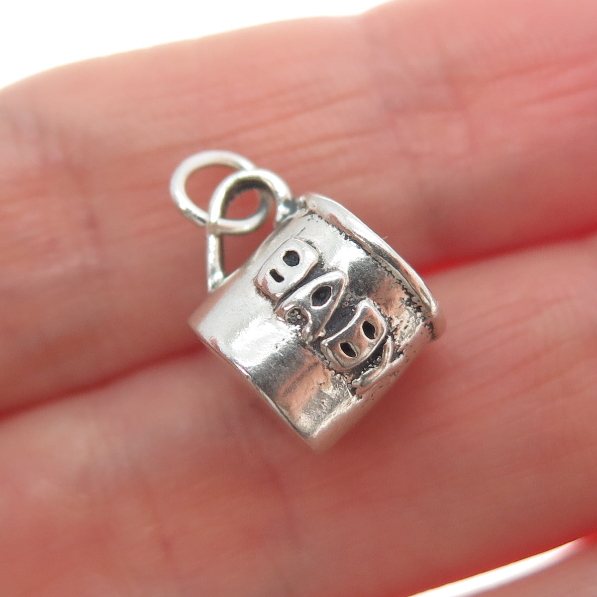 SUNWEST Sterling Silver Vintage Baby Cup Oxidized Minimalist 3D Charm Pendant