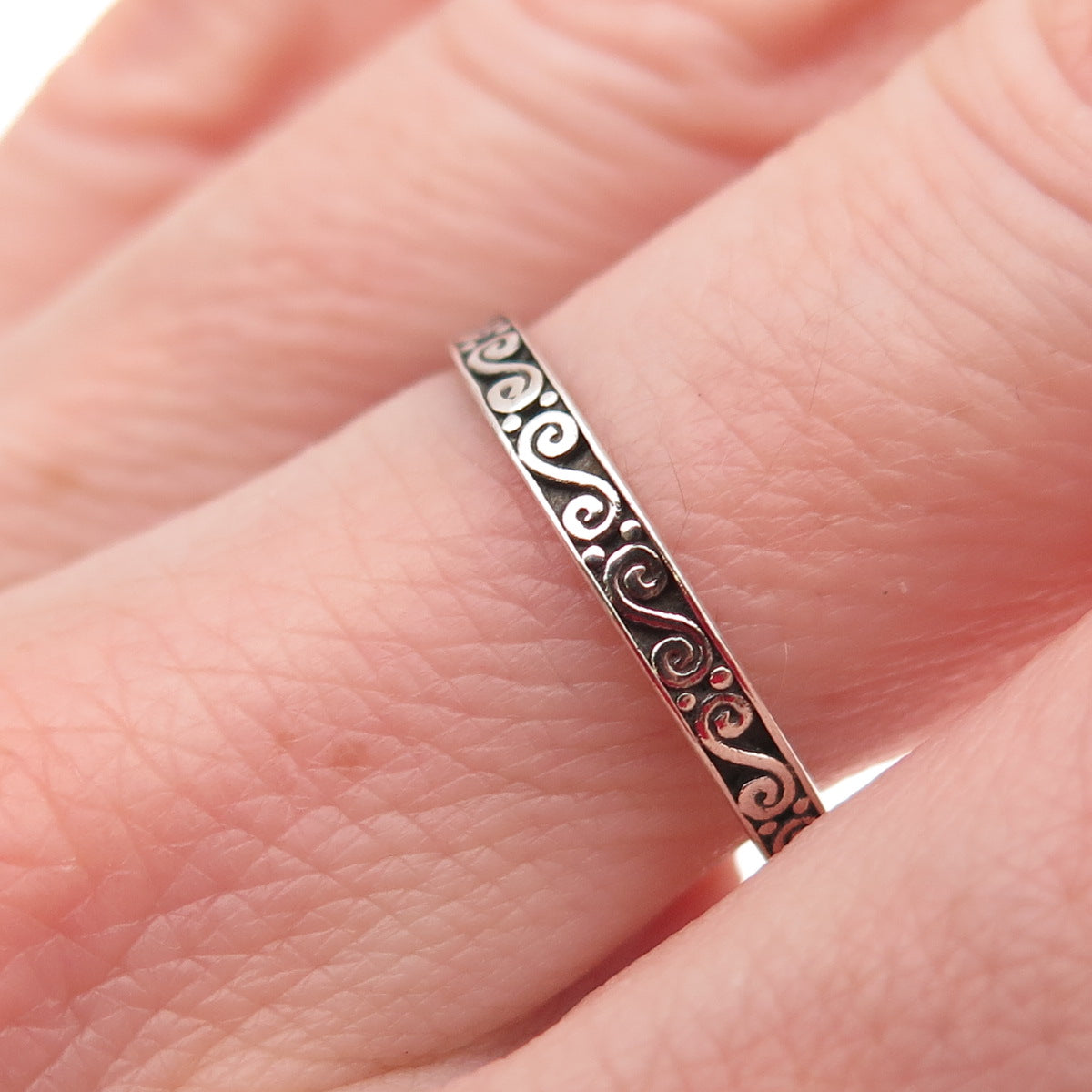 JGD Janice Girardi Sterling Silver Vintage Swirl Stackable Band Ring Size 8.25