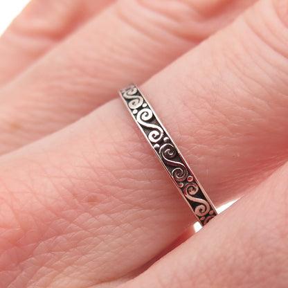 JGD Janice Girardi Sterling Silver Vintage Swirl Stackable Band Ring Size 8.25