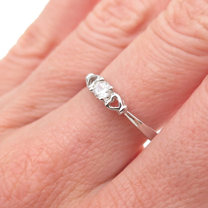 925 Sterling Silver Round-Cut C Z Heart Engagement Ring Size 8