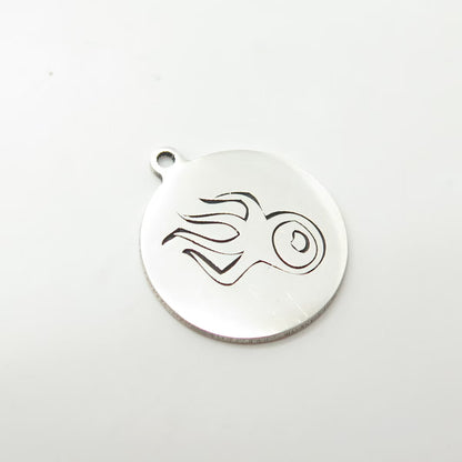 925 Sterling Silver USA Two In Town Octopus Charm Pendant