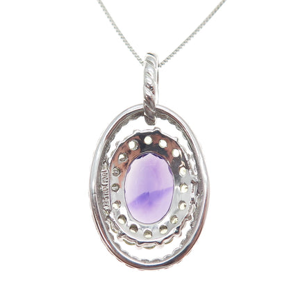 FADI 925 Sterling Silver Real Amethyst & Peridot Box Chain Necklace 18"