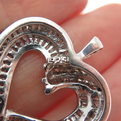 JANE SEYMOUR Sterling Real Round & Tapered Baguette-Cut Diamond Heart Pendant