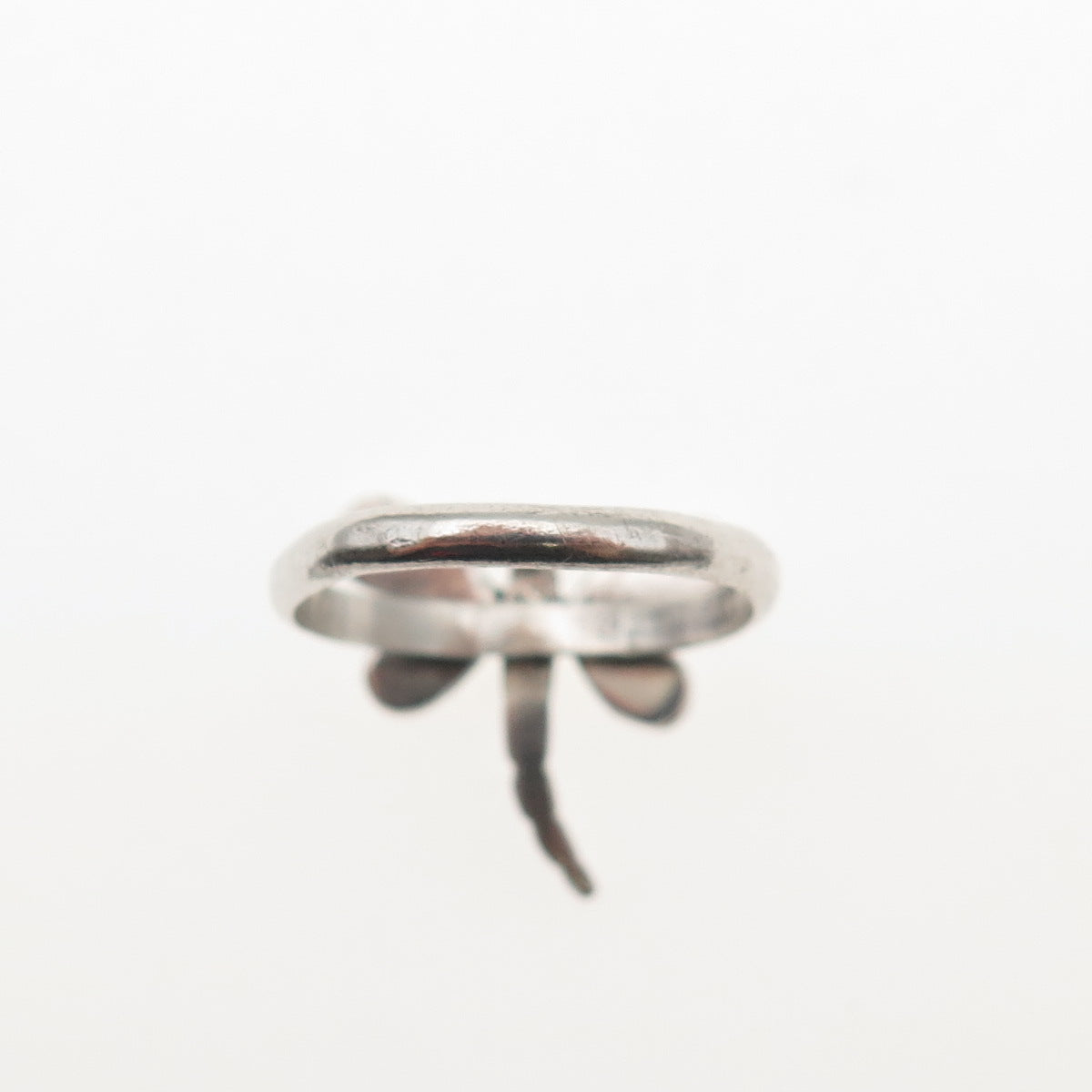925 Sterling Silver Vintage Real MOP Dragonfly Ring Size 5.5