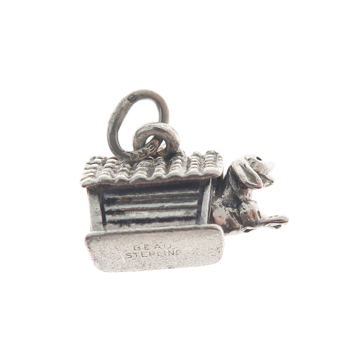 BEAU 925 Sterling Silver Vintage Dog House Minimalist 3D Charm Pendant