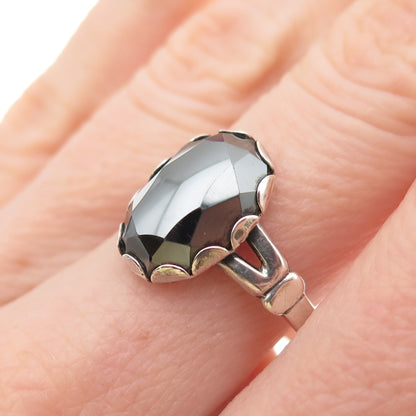 Bell Trading Post Old Pawn 925 Sterling Silver Vintage Hematite Ring Size 8.75