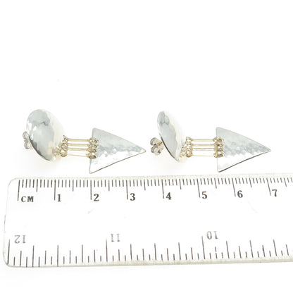 JESS + IAN 925 Sterling Silver 14K Gold Vintage Hammered Modernist Earrings