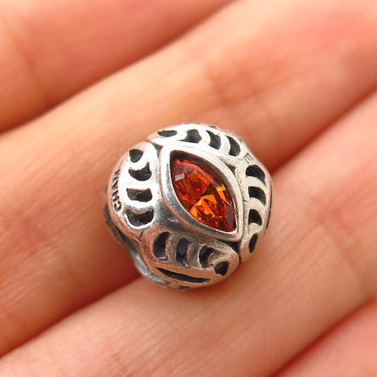 925 Sterling Silver Chamilia Yellow C Z Ornate Design Bead Charm