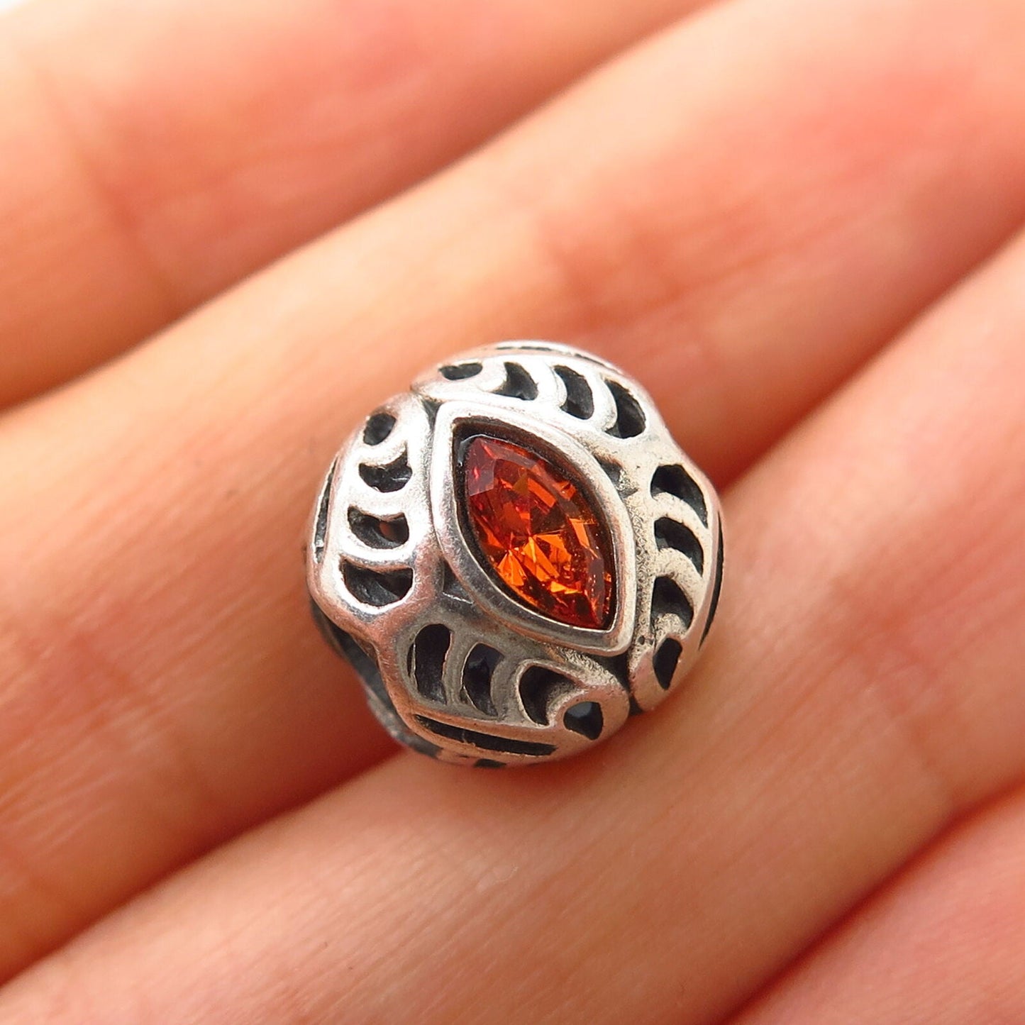 925 Sterling Silver Chamilia Yellow C Z Ornate Design Bead Charm