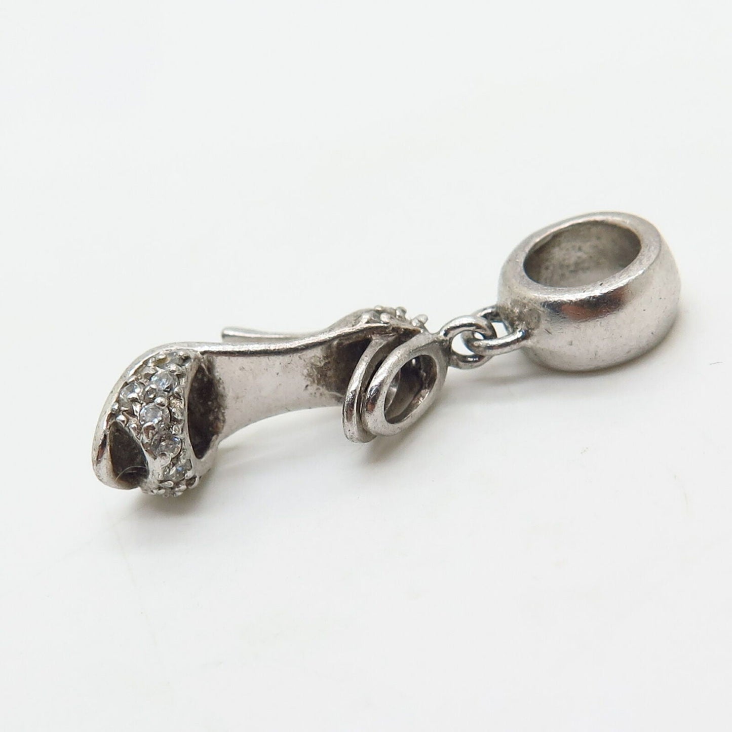 925 Sterling Silver PGDA C Z Lady Shoe Design Bead Charm