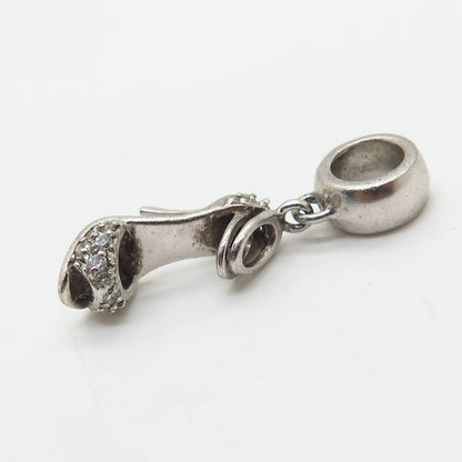 925 Sterling Silver PGDA C Z Lady Shoe Design Bead Charm