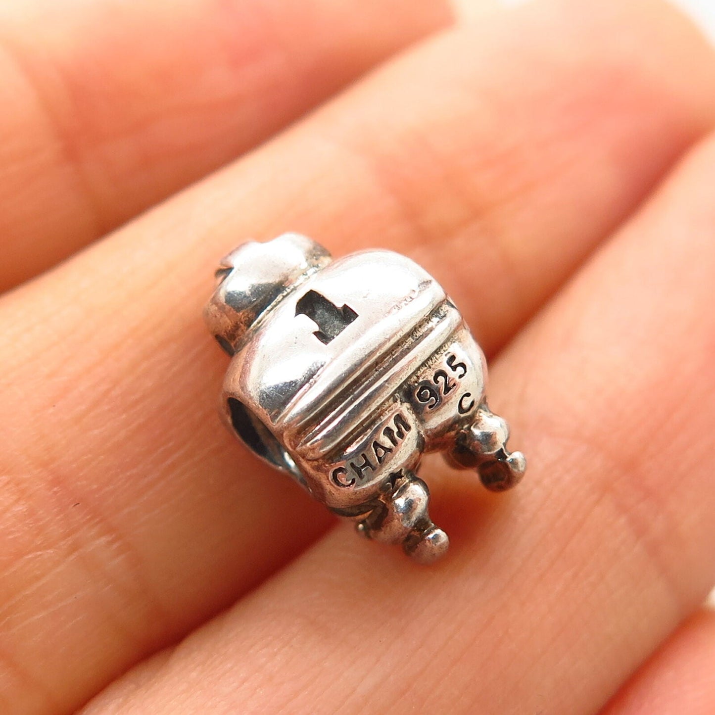 925 Sterling Silver Chamilia Slapshot / Hockey Player Bead Charm