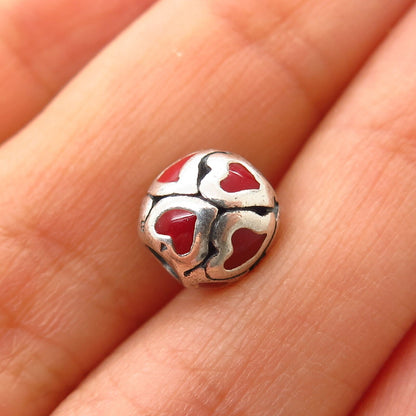 925 Sterling Silver Chamilia Enamel Heart Design Bead Charm