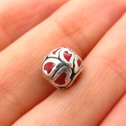 925 Sterling Silver Chamilia Enamel Heart Design Bead Charm