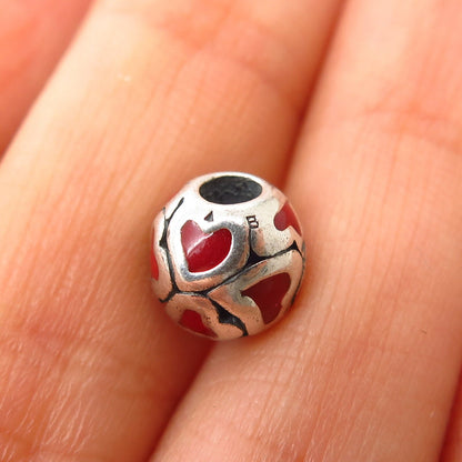 925 Sterling Silver Chamilia Enamel Heart Design Bead Charm