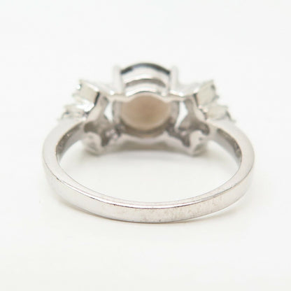 925 Sterling Silver Real Smoky Quartz & C Z Ring