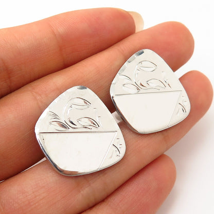 925 Sterling Silver Vintage Etched Textured Design Cufflinks