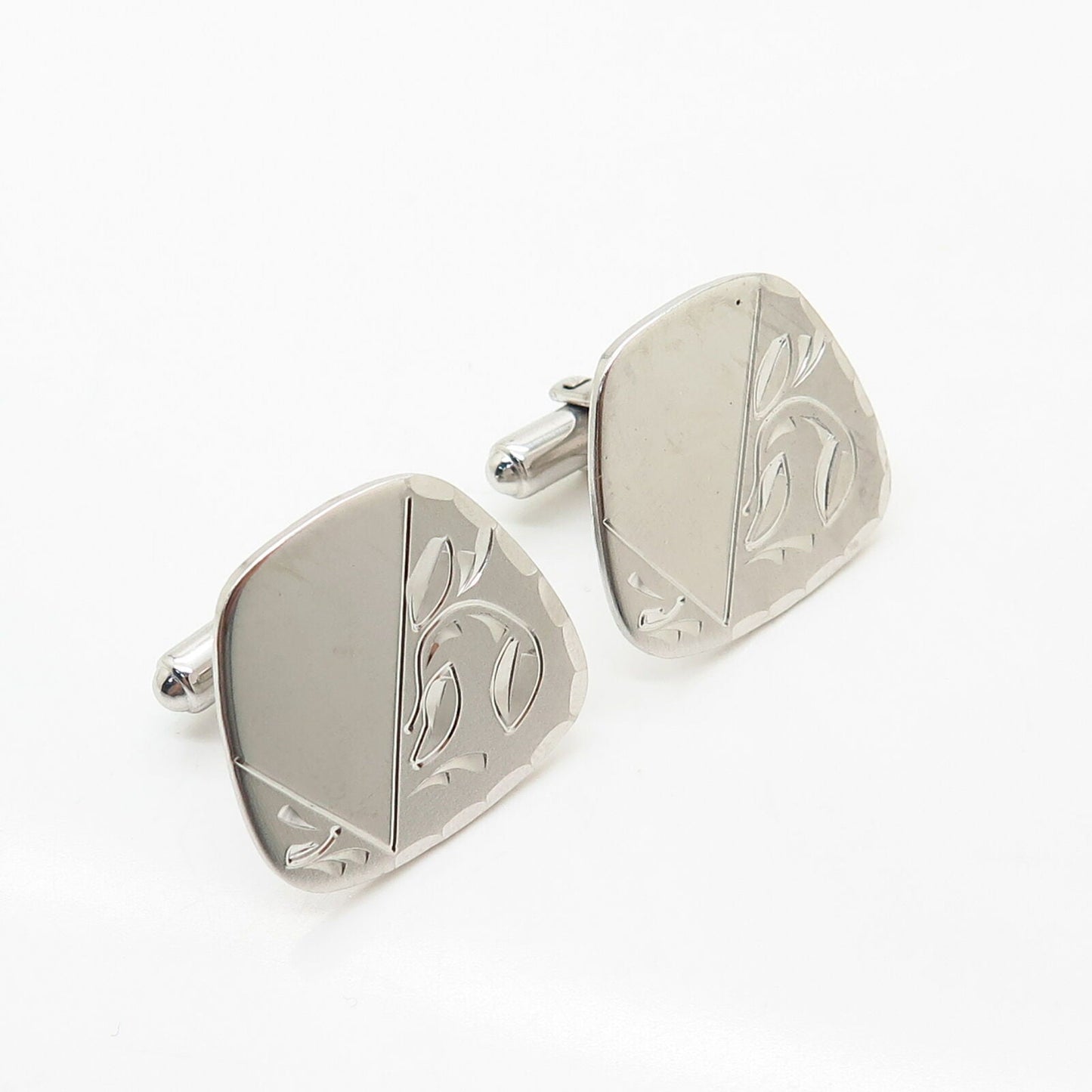 925 Sterling Silver Vintage Etched Textured Design Cufflinks