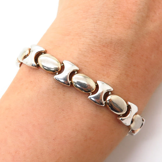 925 Sterling Silver Italy Hollow "XO" Link Bracelet 7 1/4"