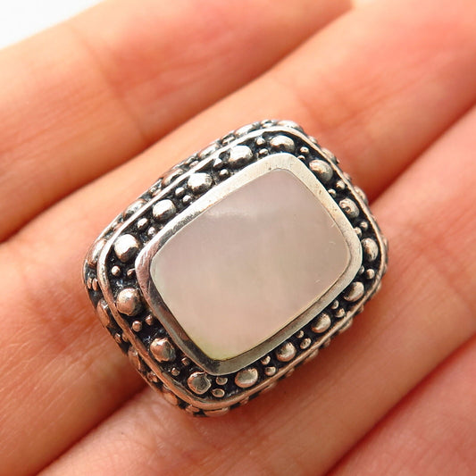 925 Sterling Silver Real Mother-of-Pearl Dots Design Slide Pendant