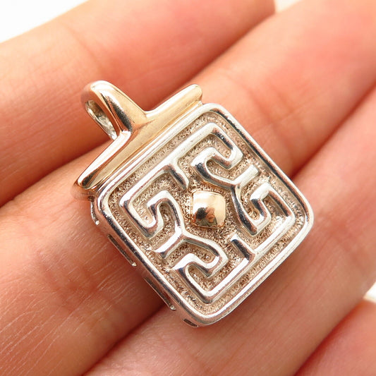 925 Sterling Silver / 14K Maze Design Slide Pendant