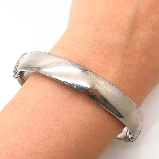 925 Sterling Silver Italy Milor Classic Hinged Bangle Bracelet 7"