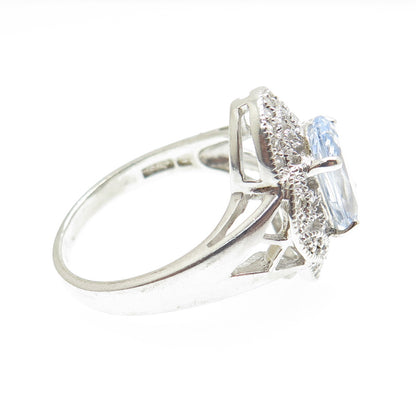 ESPO JOSEPH ESPOSITO 925 Sterling Silver Blue Topaz Gem & C Z Ring Size 10.25