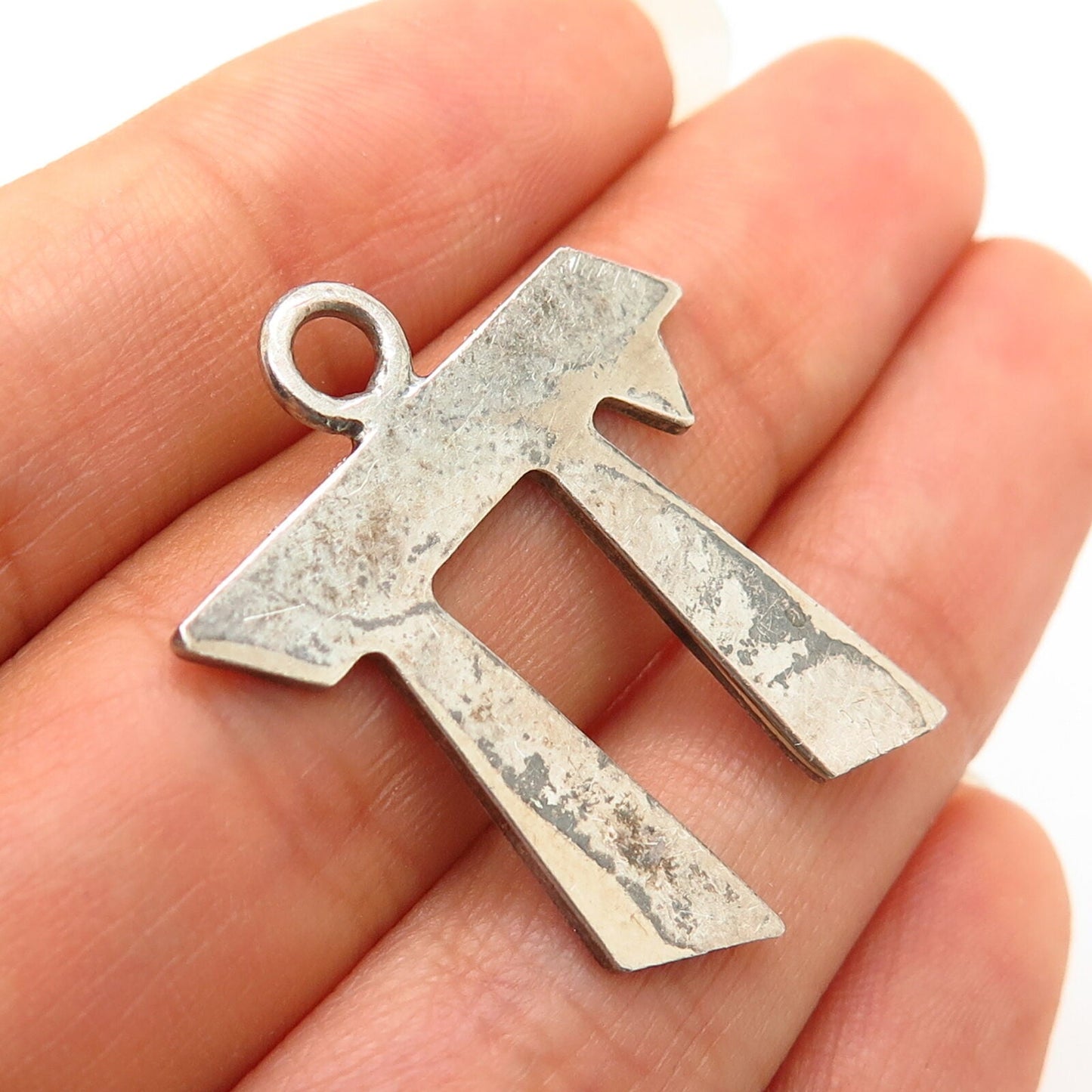 925 Sterling Silver Vintage Textured Design Chai Judaica Pendant