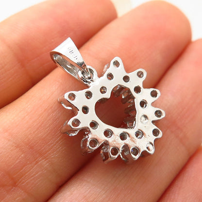 925 Sterling Silver C Z Open Heart Design Small Pendant