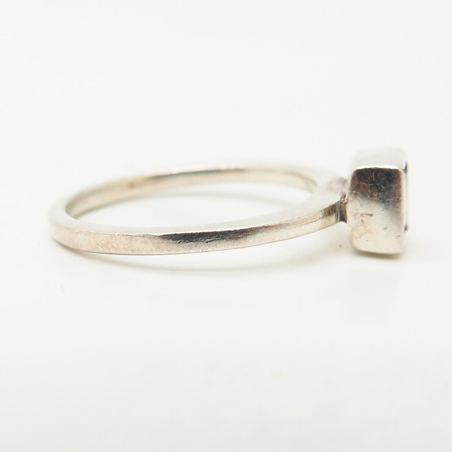 925 Sterling Silver C Z Square Design Ring Size 5