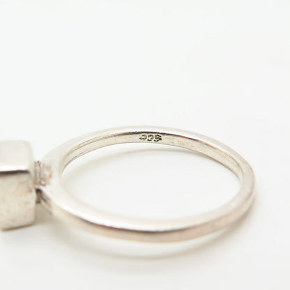 925 Sterling Silver C Z Square Design Ring Size 5