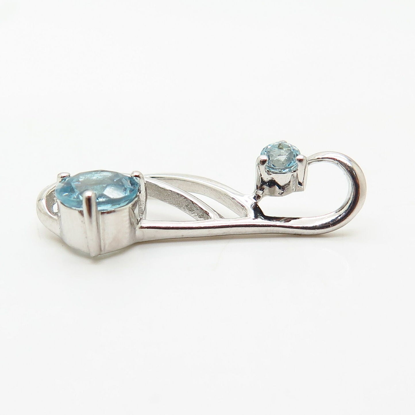 925 Sterling Silver Real Blue Topaz Gemstone Slide Pendant