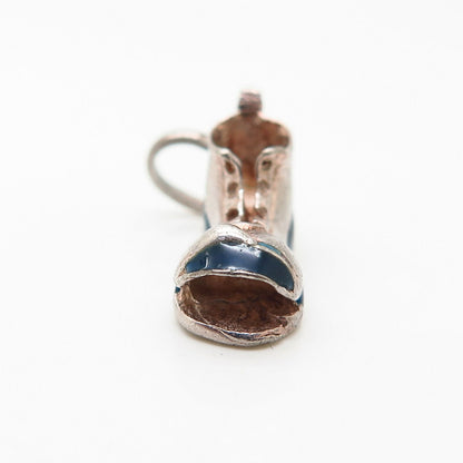 925 Sterling Silver Enamel Boot Design Charm Pendant