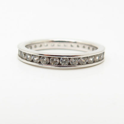 925 Sterling Silver C Z Eternity Band Ring Size 7 1/4