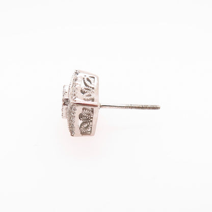 925 Sterling Silver C Z Square SINGLE Stud Earring