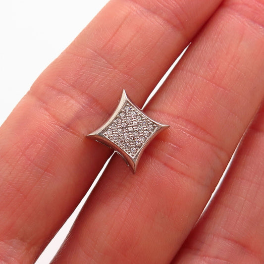 925 Sterling Silver Pave C Z SINGLE Stud Earring