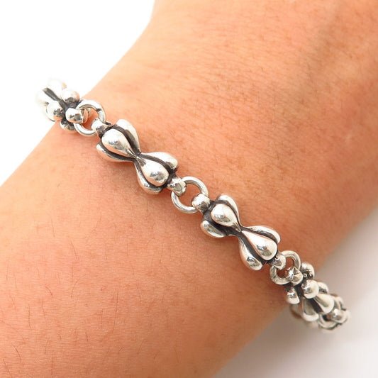 925 Sterling Silver Bow / Infinity Design Link Bracelet 6.5"