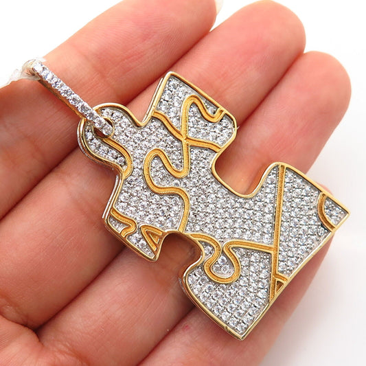 925 Sterling Silver Gold Plated  Puzzle Design Pendant