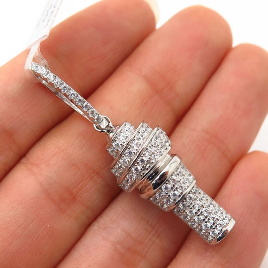 925 Sterling Silver Swarovski Crystal Torch Design Pendant