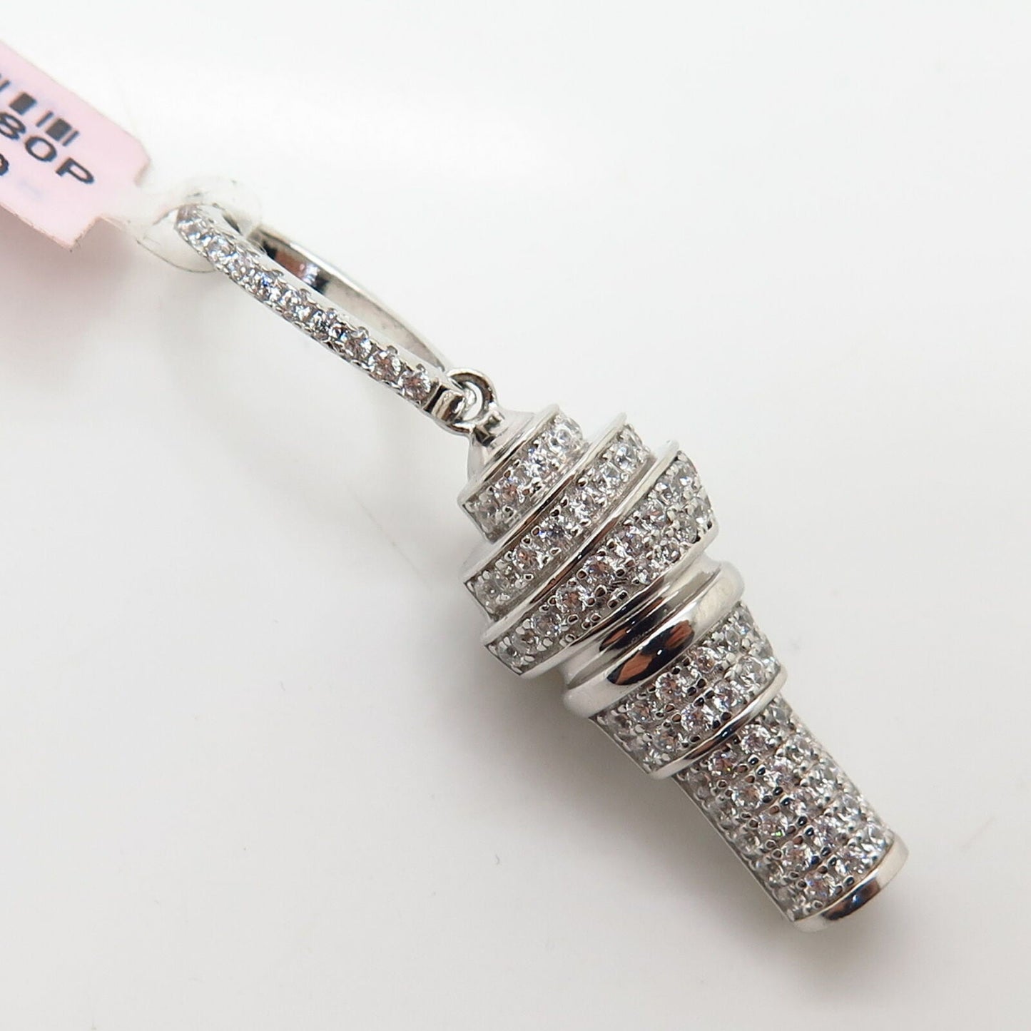 925 Sterling Silver Swarovski Crystal Torch Design Pendant