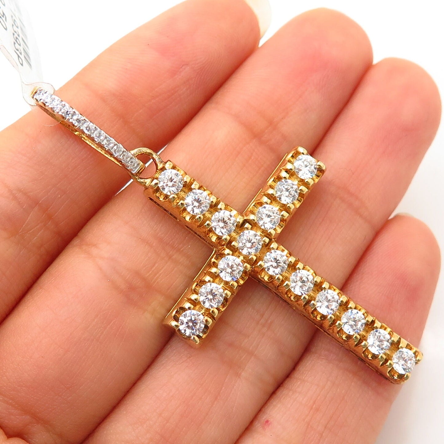 925 Sterling Silver Gold Plated Swarovski Crystals Religious Cross Pendant