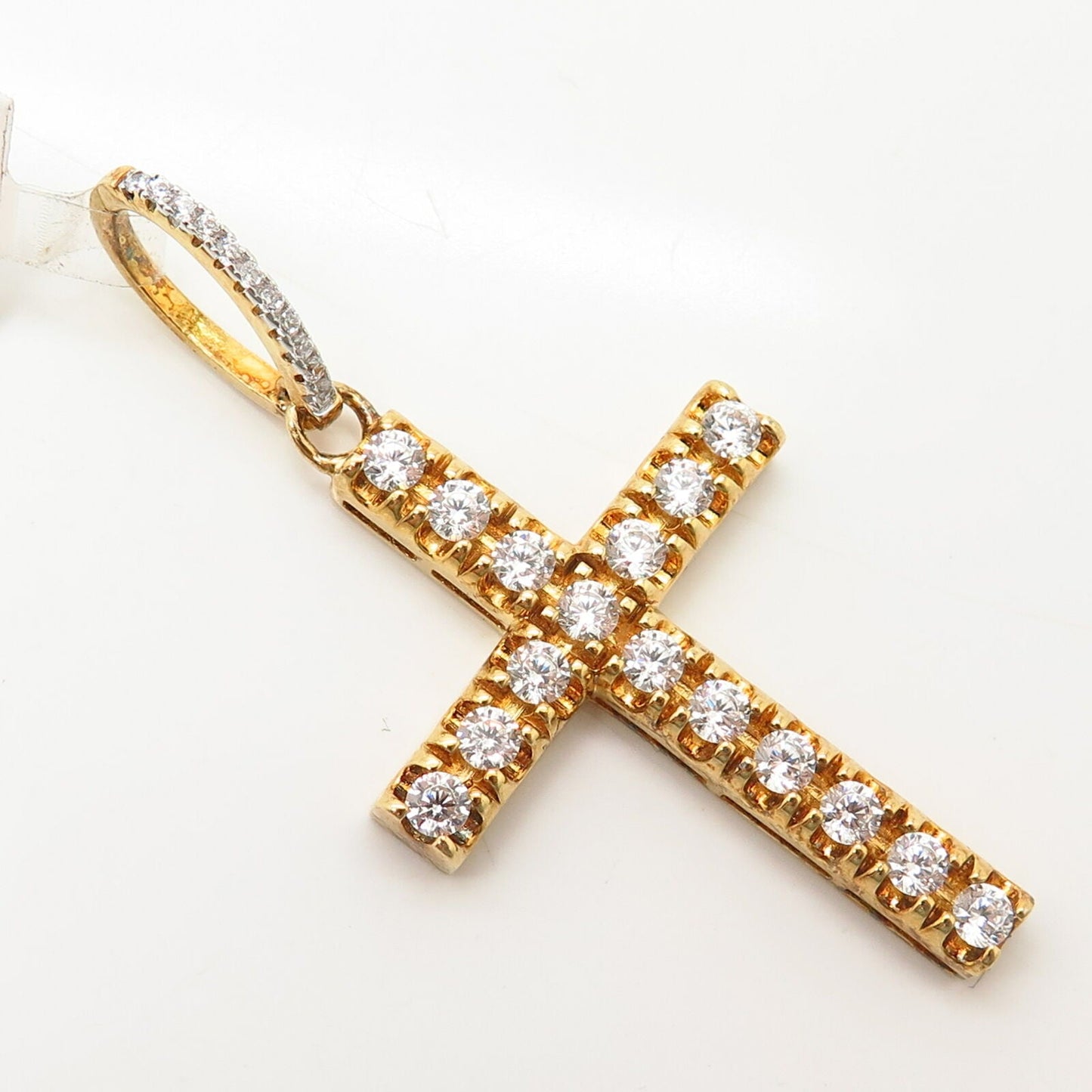 925 Sterling Silver Gold Plated Swarovski Crystals Religious Cross Pendant